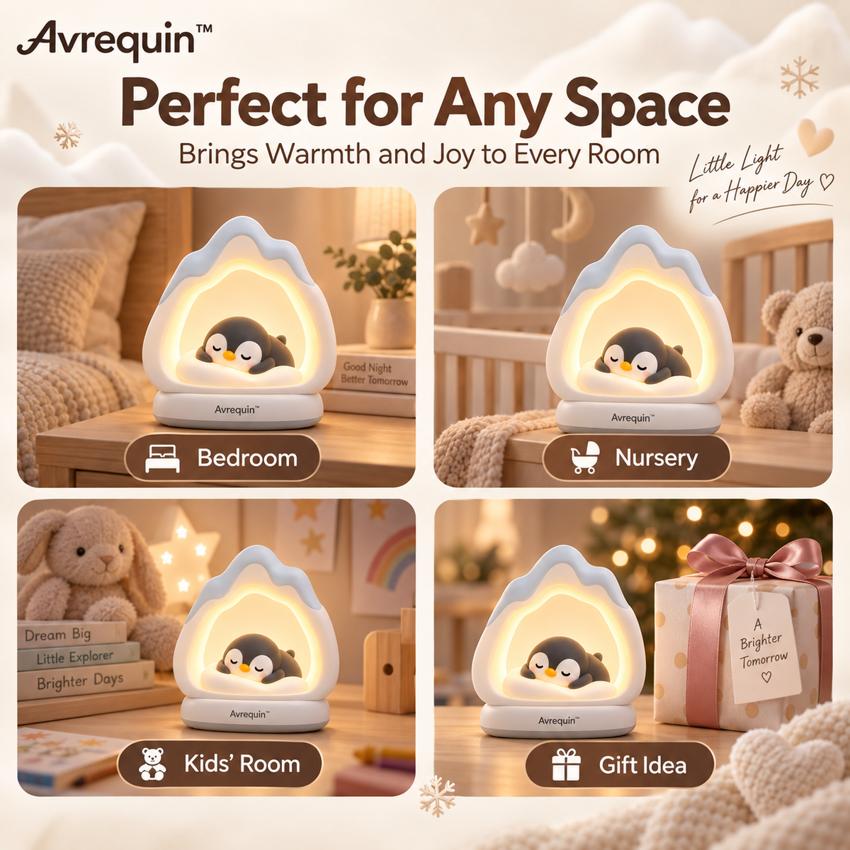 Avrequin™ Snowy Penguin Bedside Night Light