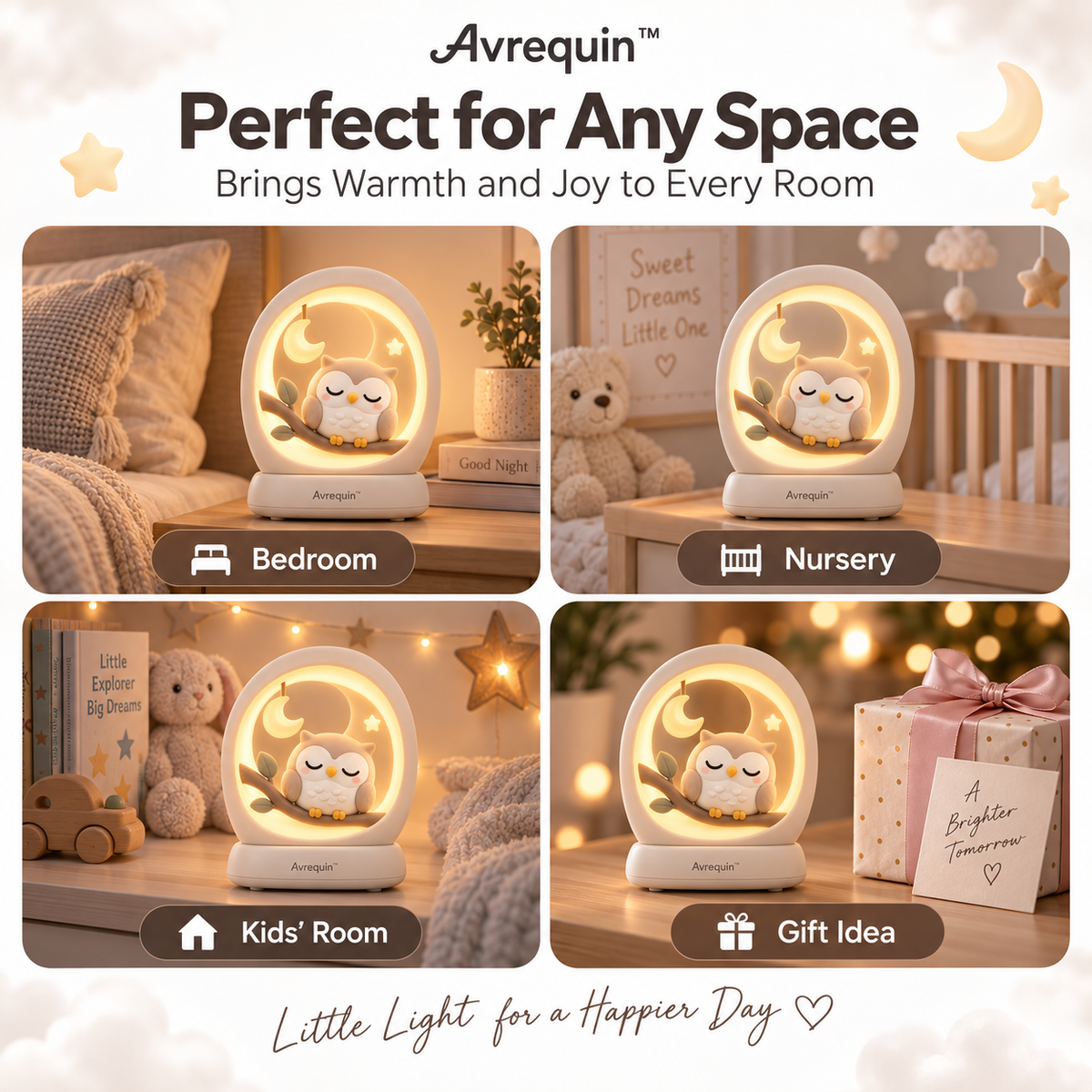 Avrequin™ DreamGlow MoonNest Owl Night Light