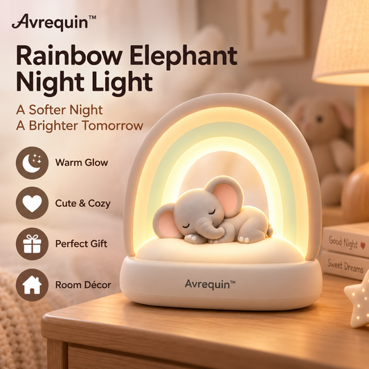 Avrequin™ Rainbow Elephant Bedside Night Light