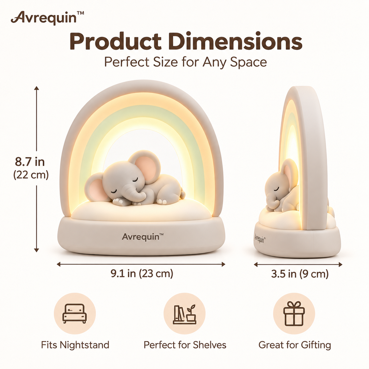 Avrequin™ Rainbow Elephant Bedside Night Light