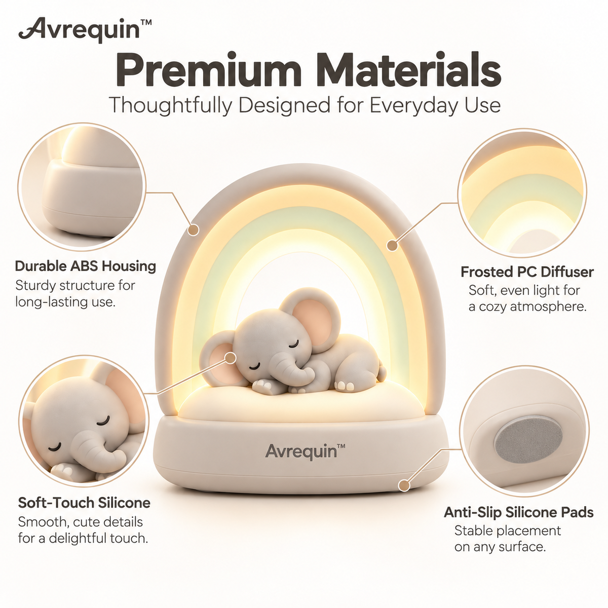 Avrequin™ Rainbow Elephant Bedside Night Light
