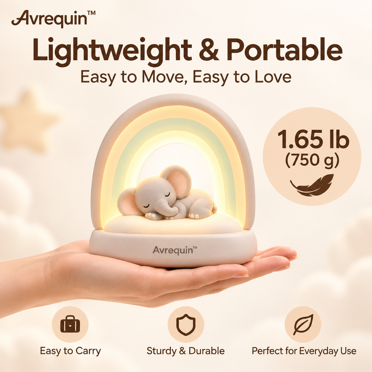 Avrequin™ Rainbow Elephant Bedside Night Light