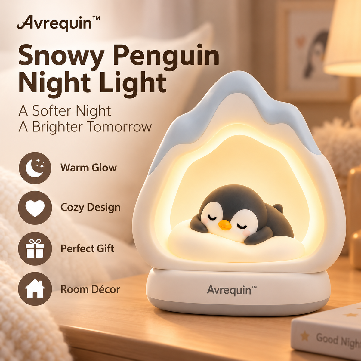 Avrequin™ Snowy Penguin Bedside Night Light