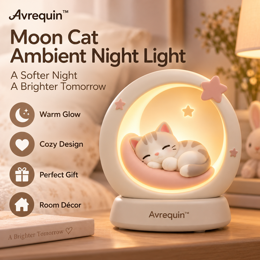 Avrequin™ Moon Cat Ambient Night Light