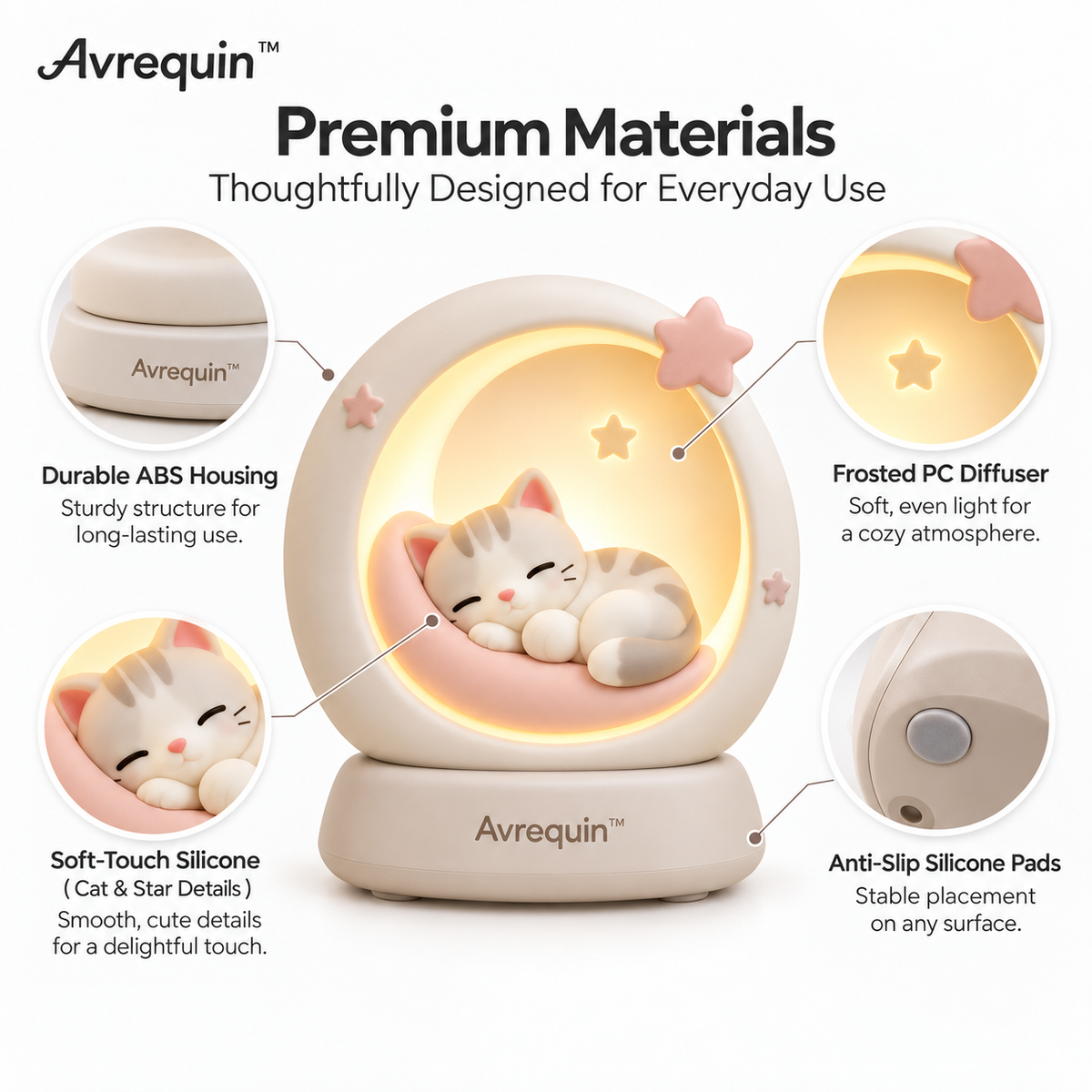 Avrequin™ Moon Cat Ambient Night Light