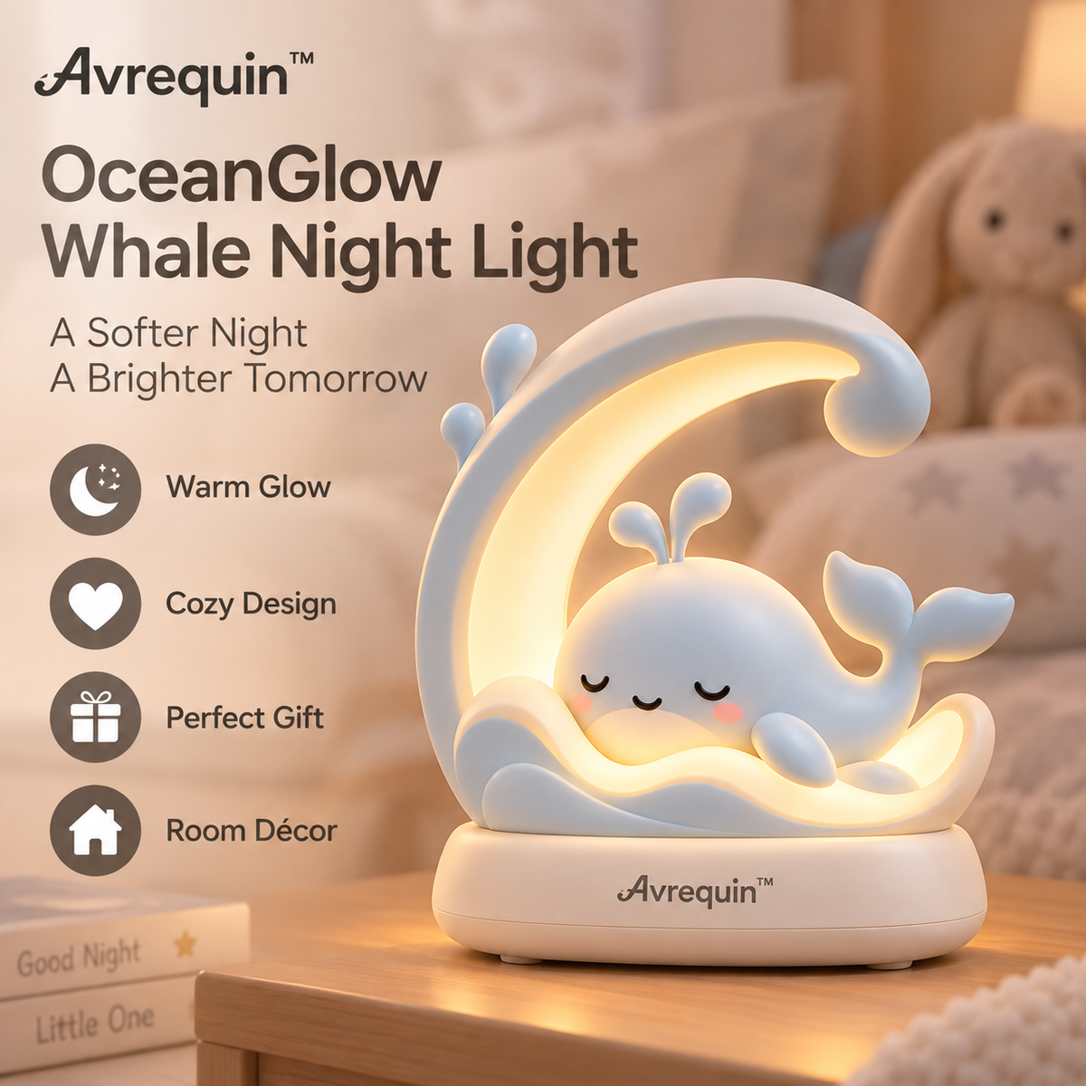 Avrequin™ DreamGlow OceanGlow Whale Night Light