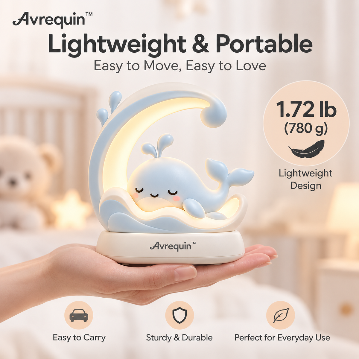 Avrequin™ DreamGlow OceanGlow Whale Night Light