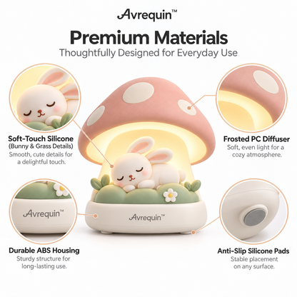 Avrequin™ DreamGlow CozyCap Mushroom Bunny Night Light