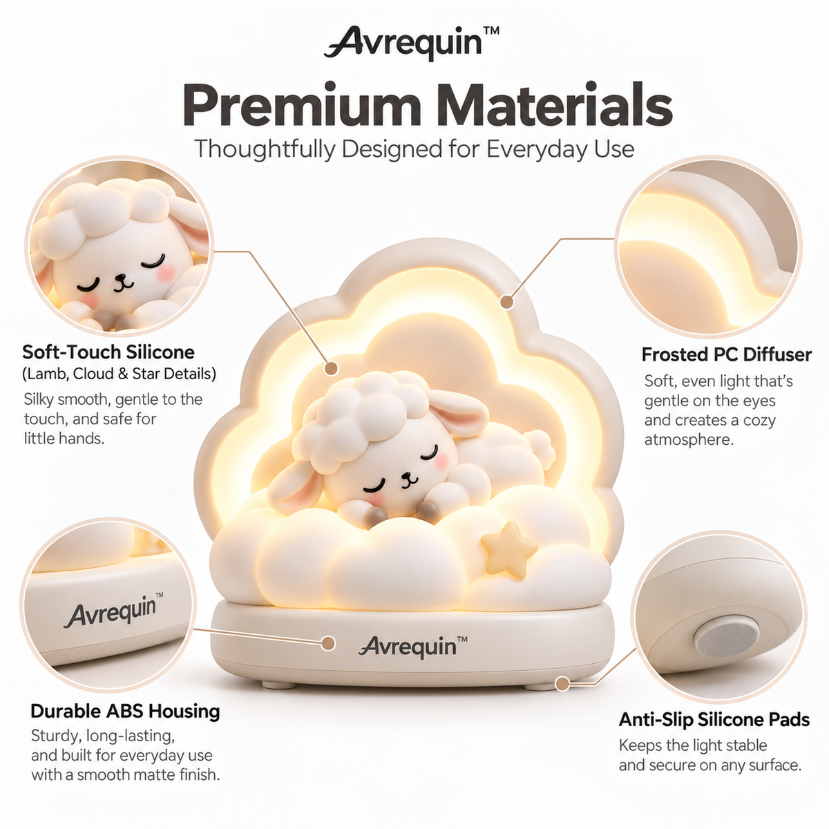 Avrequin™ DreamGlow CloudWool Lamb Night Light