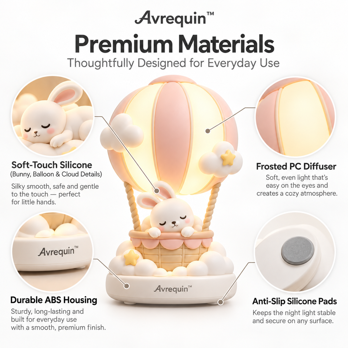 Avrequin™ DreamGlow SkyBunny Balloon Night Light